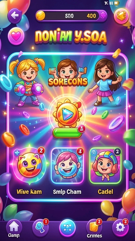 Tampilan awal game yang menarik dan kaya warna.