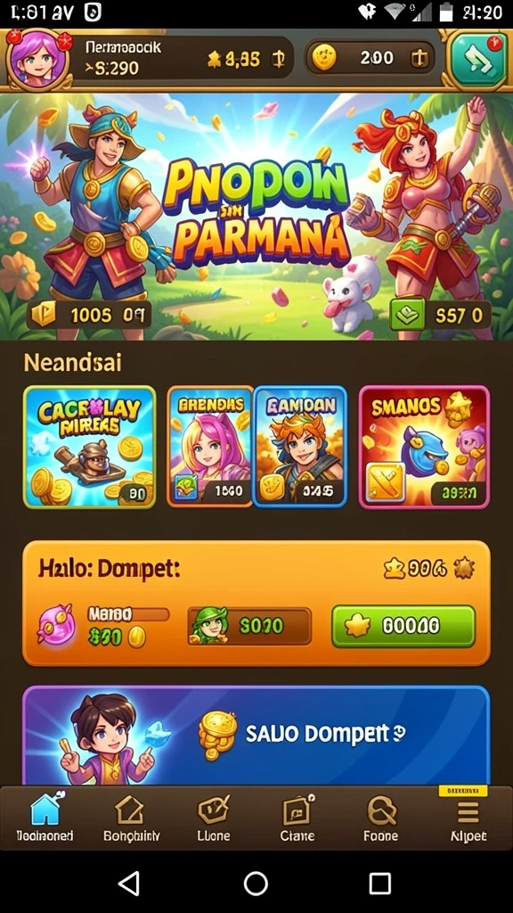 Screenshot menampilkan karakter yang siap menghadapi tantangan keuangan.