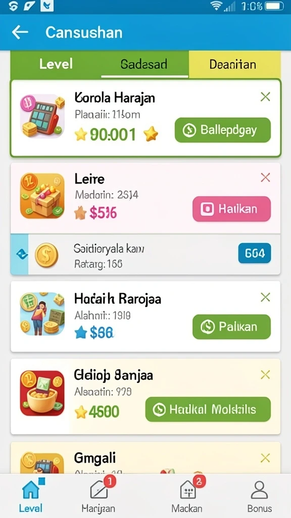 Ilustrasi karakter dengan berbagai item menarik.