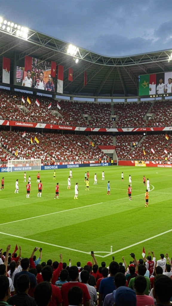 Tangkapan layar menunjukkan arena pertarungan yang menakjubkan.